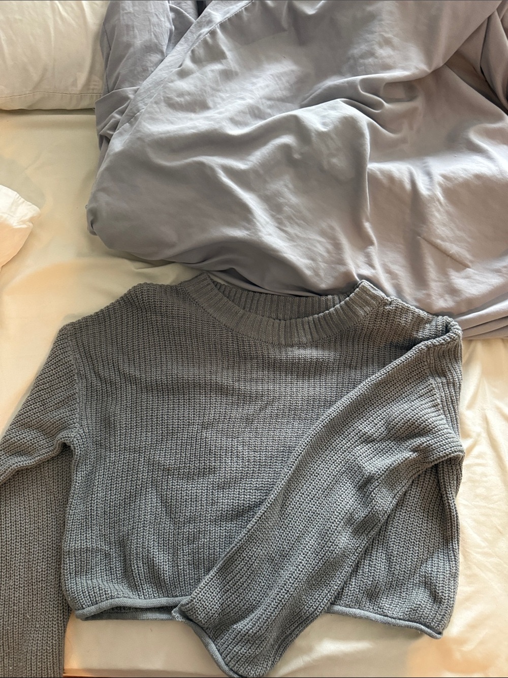 Gray Knit Women's Crewneck Sweater